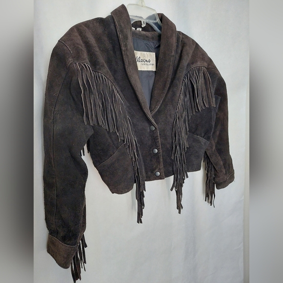 Wilsons Leather Jackets & Blazers - Vintage 80's Wilson's Leather Women's Black Fringe Suede Jacket Size S
